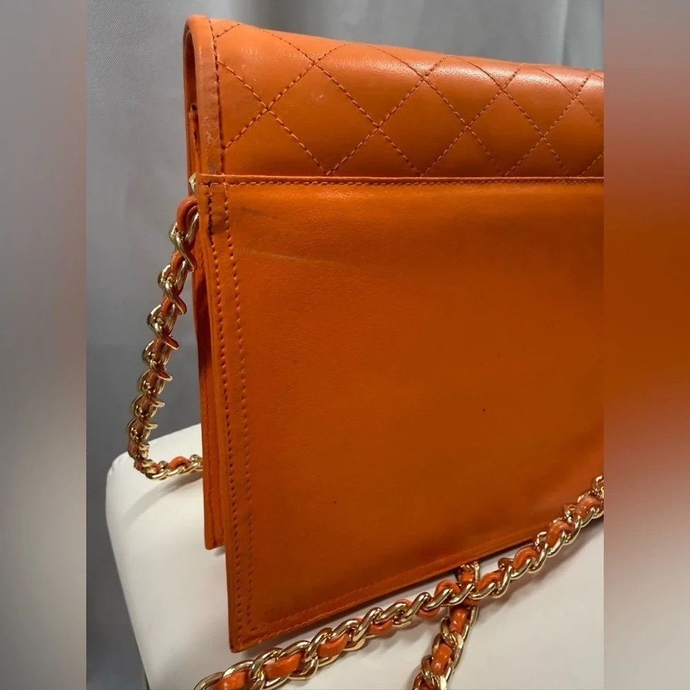 Saks Fifth Avenue Orange Quilted Crossbody Bag